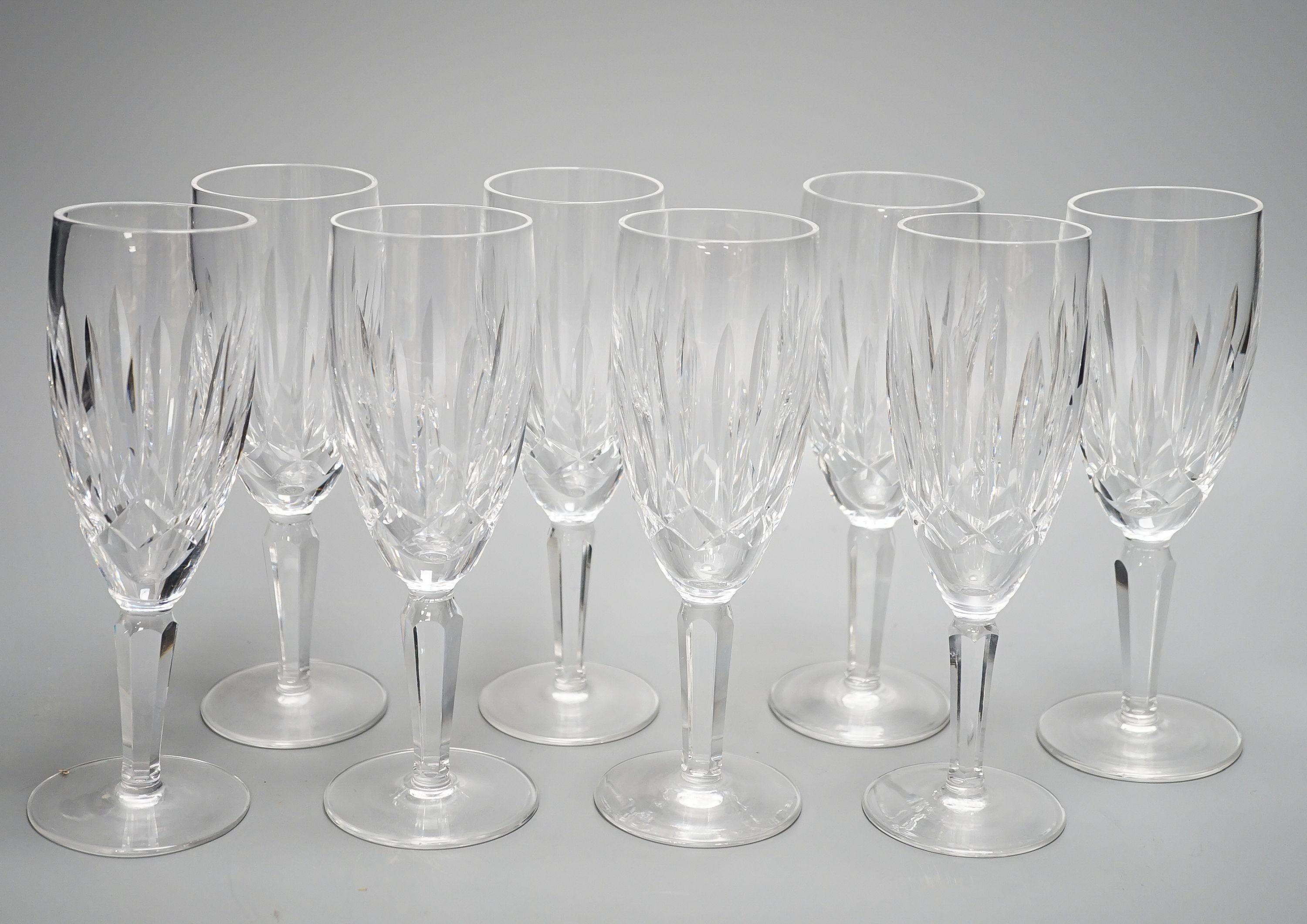 A set of eight Waterford wine flutes, height 18.5cm